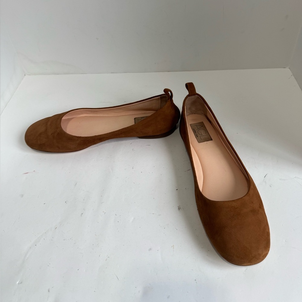 AGL Cognac Brown Kim Suede Ballet Flats Womens EU 40 - Picture 5 of 16